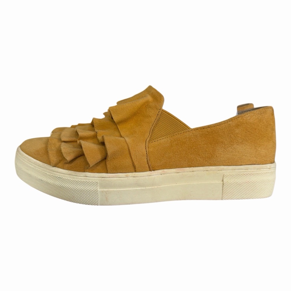 Seychelles Quake Mustard Yellow Suede Ruffle Slip On Platform Sneakers Women's 6 - Picture 2 of 10